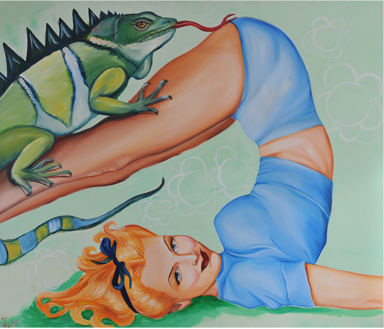 Iguana - Öl auf Leinwand - Kunst von Jaklina Nikolovska aus Düsseldorf