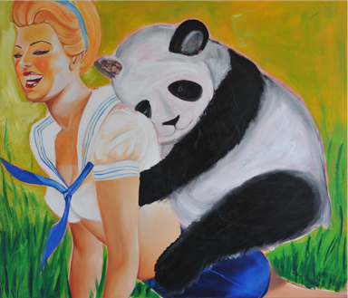Panda - Öl auf Leinwand - Kunst von Jaklina Nikolovska aus Düsseldorf
